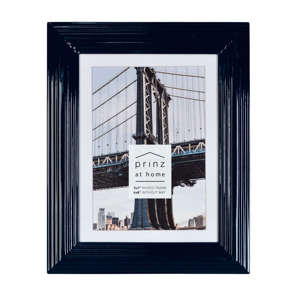 PRINZ Midtown High Gloss 5 x 7 Molded Modern Picture Frame, Blue-Dark 5x7"